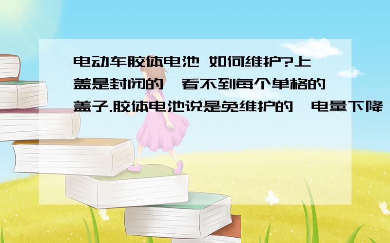 电动车胶体电池 如何维护?上盖是封闭的,看不到每个单格的盖子.胶体电池说是免维护的,电量下降,可以加水吗?