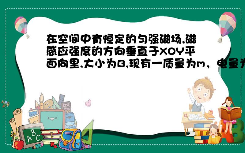 在空间中有恒定的匀强磁场,磁感应强度的方向垂直于XOY平面向里,大小为B,现有一质量为m，电量为q的带正电离子，从在X轴上的某点P沿着与X轴成30度角的方向射入磁场，不计重力 要是粒子从y