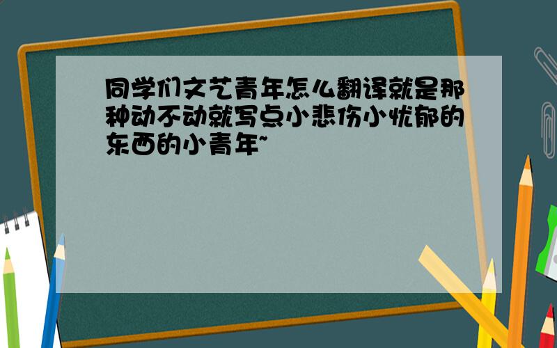 同学们文艺青年怎么翻译就是那种动不动就写点小悲伤小忧郁的东西的小青年~