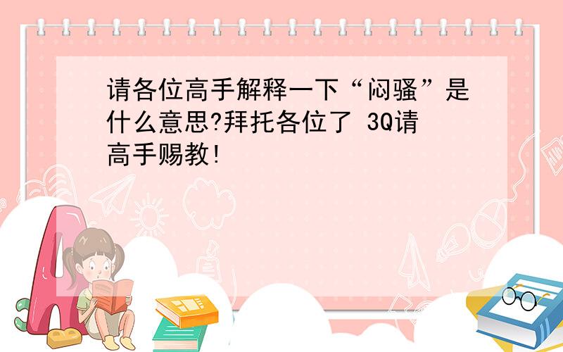 请各位高手解释一下“闷骚”是什么意思?拜托各位了 3Q请高手赐教!