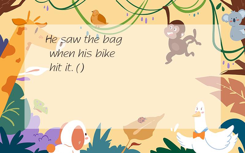 He saw the bag when his bike hit it.()