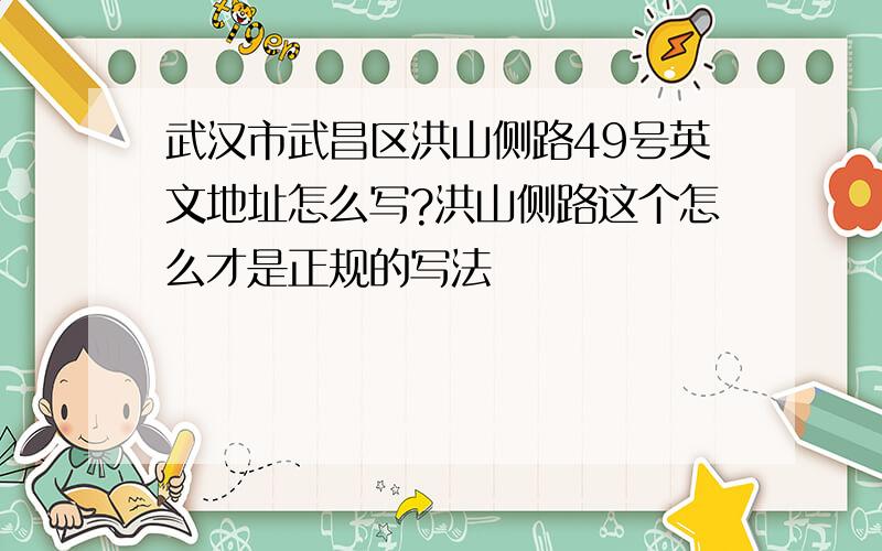 武汉市武昌区洪山侧路49号英文地址怎么写?洪山侧路这个怎么才是正规的写法