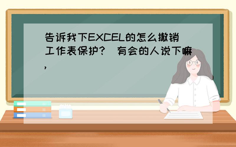 告诉我下EXCEL的怎么撤销工作表保护?　有会的人说下嘛,