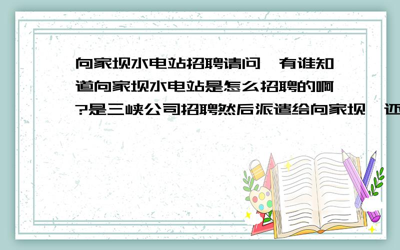 向家坝水电站招聘请问,有谁知道向家坝水电站是怎么招聘的啊?是三峡公司招聘然后派遣给向家坝,还是向家坝公司独立招聘啊?还有向家坝招聘运行人员有些什么条件啊?