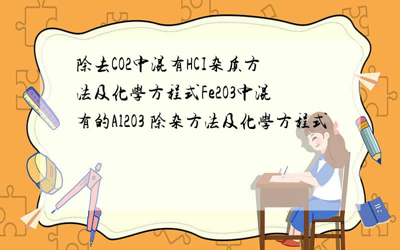 除去CO2中混有HCI杂质方法及化学方程式Fe2O3中混有的Al2O3 除杂方法及化学方程式