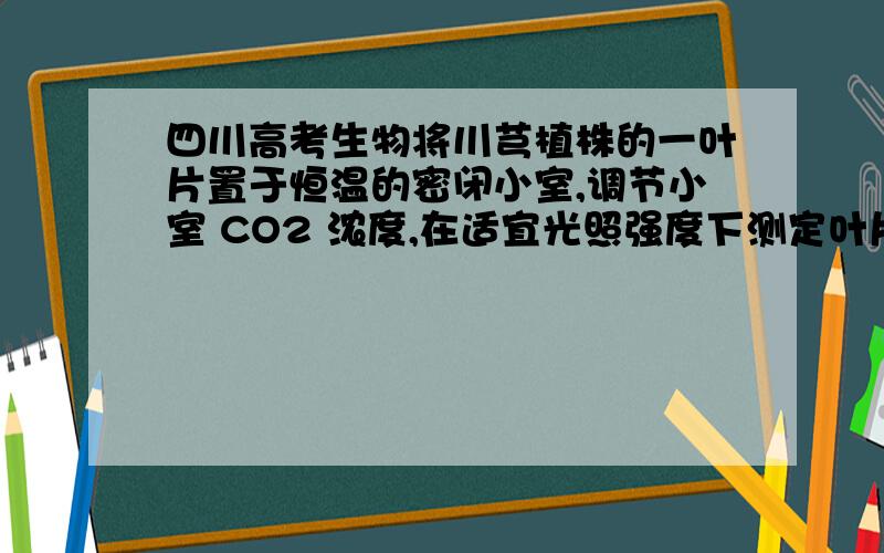 四川高考生物将川芎植株的一叶片置于恒温的密闭小室,调节小室 CO2 浓度,在适宜光照强度下测定叶片光合作用的强度(以 CO2 吸收速率表示),测定结果如下图.下列相关叙述,正确的是 A.如果光