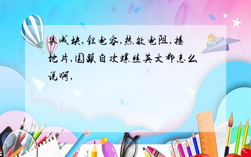 集成块,钽电容,热敏电阻,接地片,圆头自攻螺丝英文都怎么说啊,