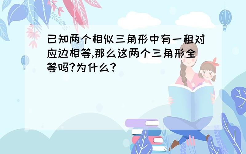 已知两个相似三角形中有一租对应边相等,那么这两个三角形全等吗?为什么?