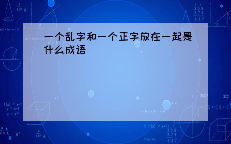 一个乱字和一个正字放在一起是什么成语