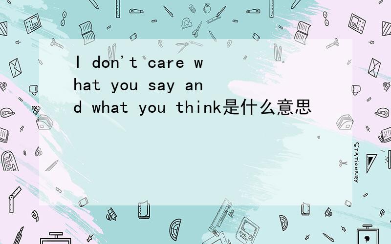 I don't care what you say and what you think是什么意思