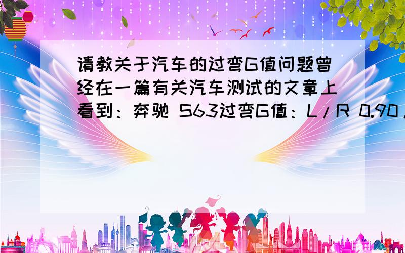 请教关于汽车的过弯G值问题曾经在一篇有关汽车测试的文章上看到：奔驰 S63过弯G值：L/R 0.90/0.91 g,宝马760LI过弯G值：L/R 0.89/0.86 g,保时捷Panamera Turbo过弯G值：L/R 0.99/0.97 g；请问“L/R”是什么