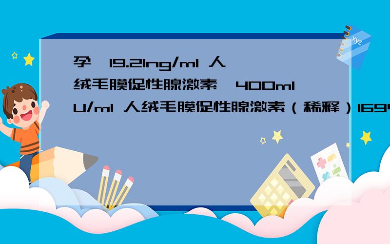 孕酮19.21ng/ml 人绒毛膜促性腺激素>400mIU/ml 人绒毛膜促性腺激素（稀释）16940.0mIU/ml是什么意思患者信息：女 20岁 北京 怀柔区