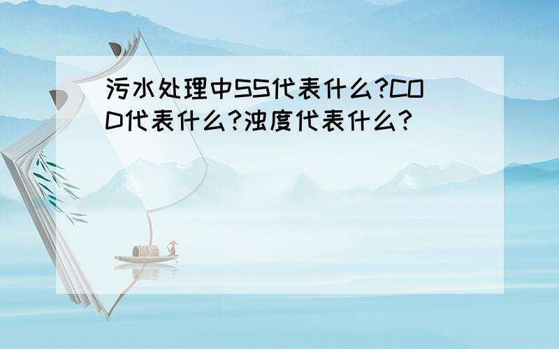 污水处理中SS代表什么?COD代表什么?浊度代表什么?