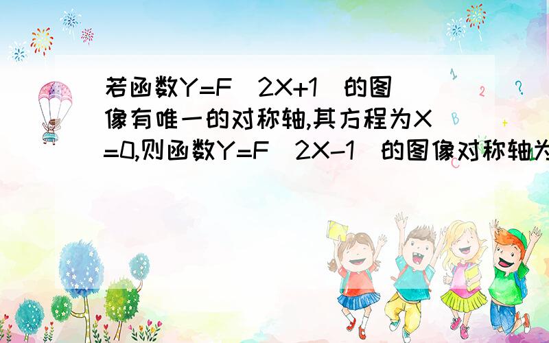 若函数Y=F(2X+1)的图像有唯一的对称轴,其方程为X=0,则函数Y=F(2X-1)的图像对称轴为.