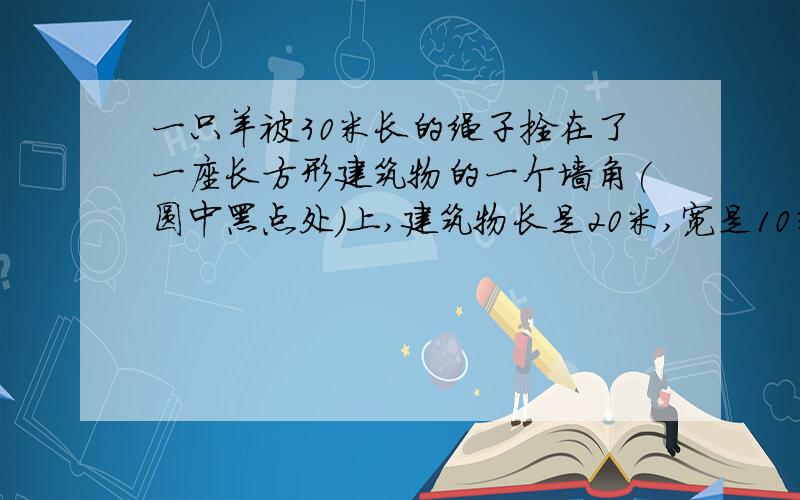 一只羊被30米长的绳子拴在了一座长方形建筑物的一个墙角(圆中黑点处)上,建筑物长是20米,宽是10米,建筑物周围全是草地.这只羊能吃到的草地面积是多少平方米?现有两根原木,横截面直径都