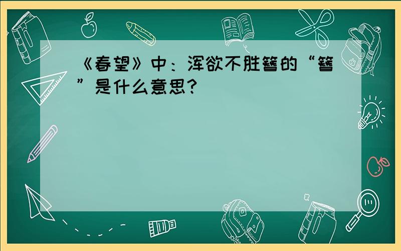 《春望》中：浑欲不胜簪的“簪”是什么意思?