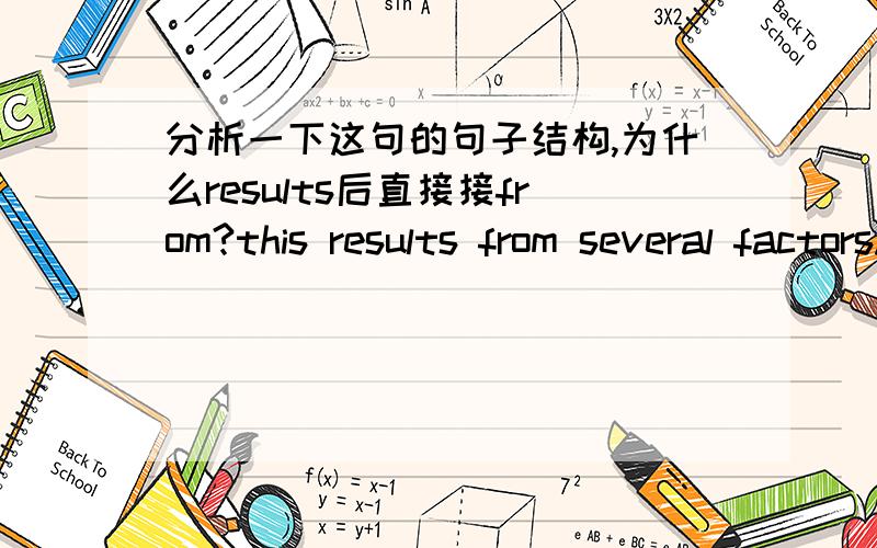 分析一下这句的句子结构,为什么results后直接接from?this results from several factors.