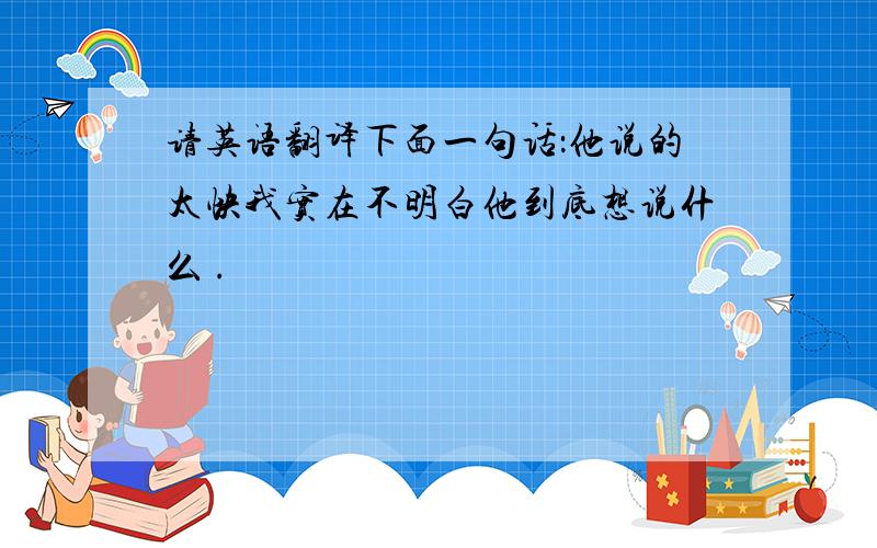 请英语翻译下面一句话：他说的太快我实在不明白他到底想说什么 .