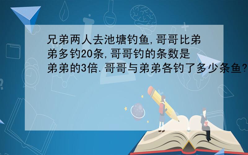 兄弟两人去池塘钓鱼,哥哥比弟弟多钓20条,哥哥钓的条数是弟弟的3倍.哥哥与弟弟各钓了多少条鱼?