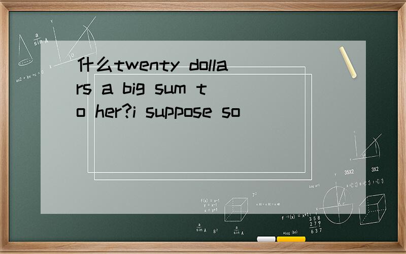 什么twenty dollars a big sum to her?i suppose so