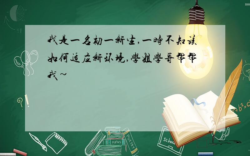 我是一名初一新生,一时不知该如何适应新环境,学姐学哥帮帮我~