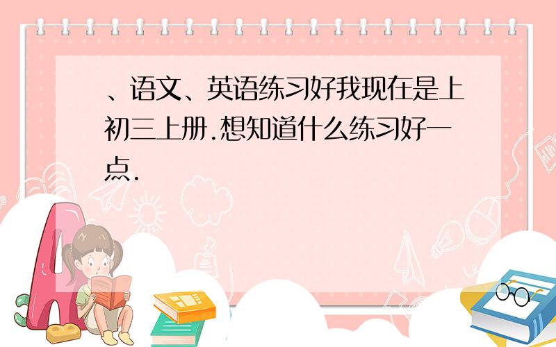 、语文、英语练习好我现在是上初三上册.想知道什么练习好一点.