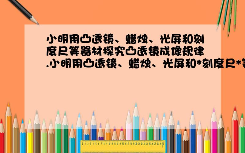 小明用凸透镜、蜡烛、光屏和刻度尺等器材探究凸透镜成像规律.小明用凸透镜、蜡烛、光屏和*刻度尺*等器材探究凸透镜成像规律.⑴如图所示,为了测出凸透镜的焦距,小明同学将凸透镜正对