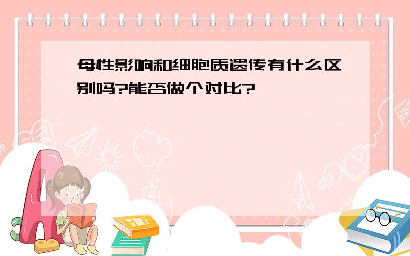 母性影响和细胞质遗传有什么区别吗?能否做个对比?