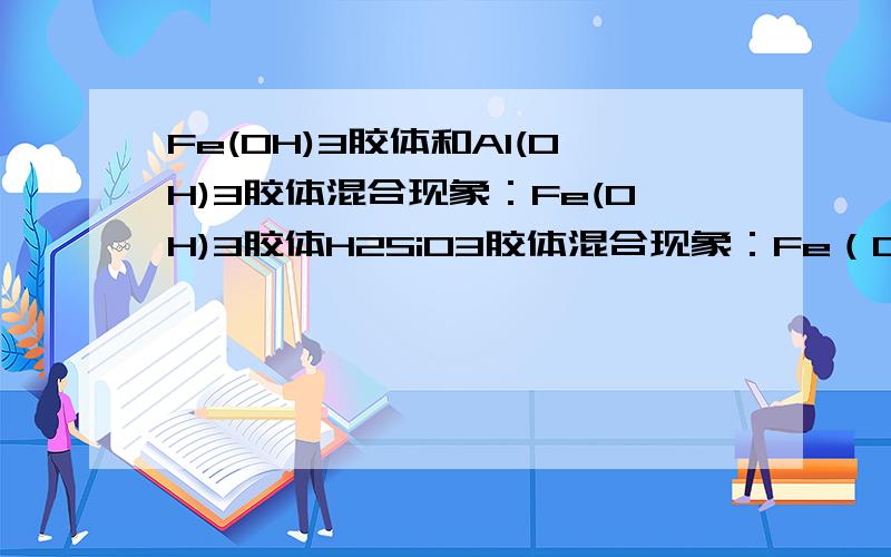 Fe(OH)3胶体和Al(OH)3胶体混合现象：Fe(OH)3胶体H2SiO3胶体混合现象：Fe（OH）3胶体能不能净水?