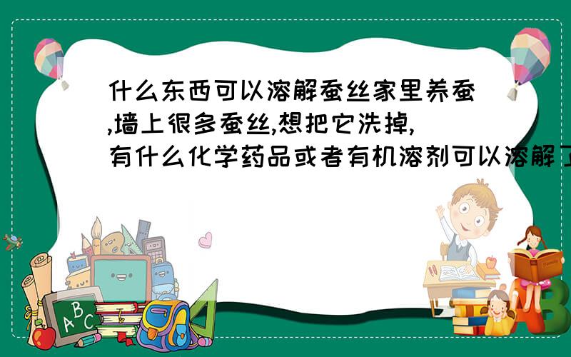 什么东西可以溶解蚕丝家里养蚕,墙上很多蚕丝,想把它洗掉,有什么化学药品或者有机溶剂可以溶解了?最好是无毒的.