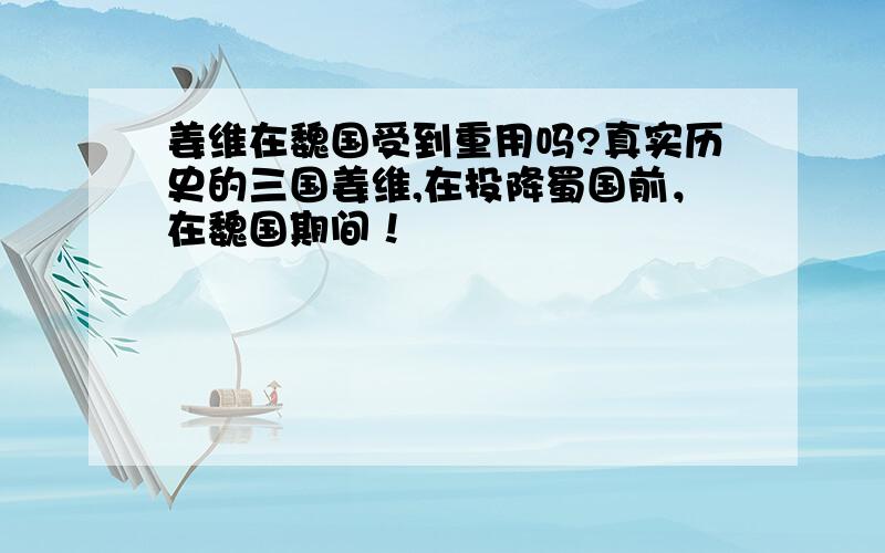 姜维在魏国受到重用吗?真实历史的三国姜维,在投降蜀国前，在魏国期间！