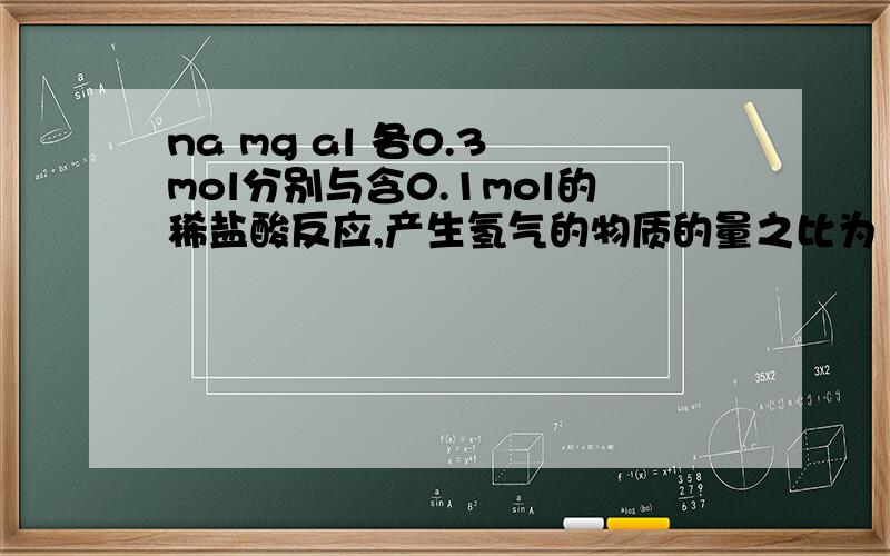 na mg al 各0.3 mol分别与含0.1mol的稀盐酸反应,产生氢气的物质的量之比为