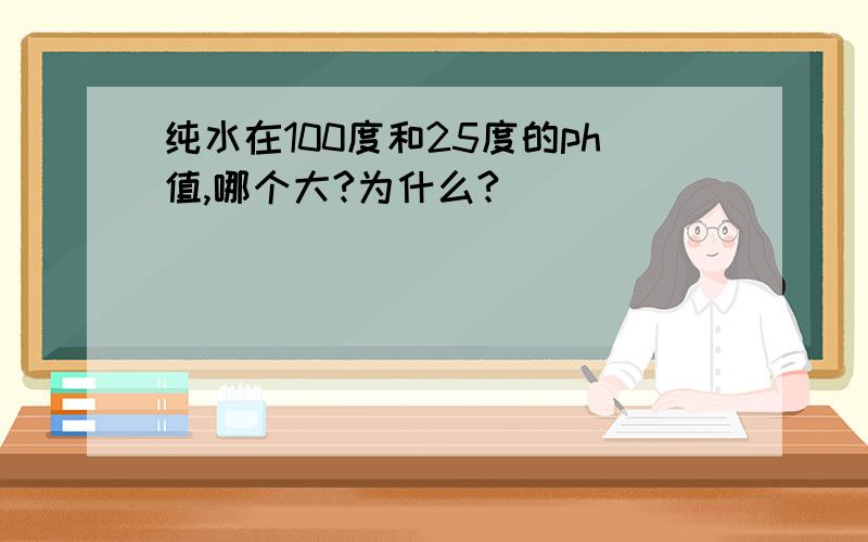 纯水在100度和25度的ph值,哪个大?为什么?