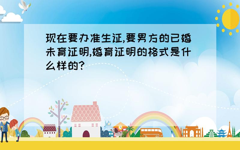 现在要办准生证,要男方的已婚未育证明,婚育证明的格式是什么样的?