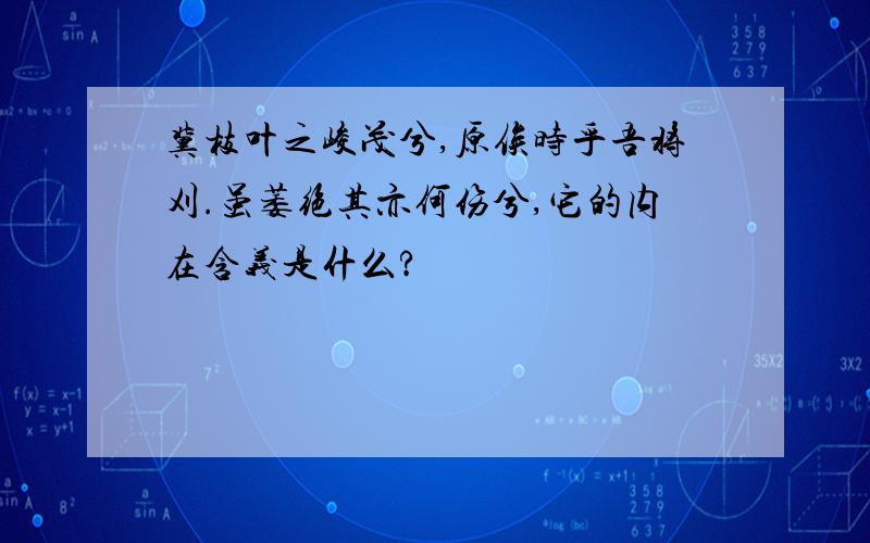 冀枝叶之峻茂兮,原俟时乎吾将刈.虽萎绝其亦何伤兮,它的内在含义是什么?