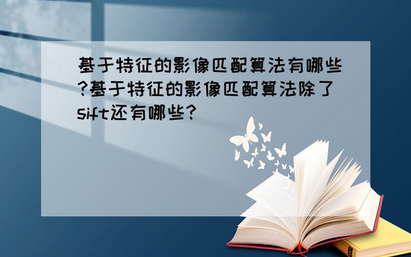 基于特征的影像匹配算法有哪些?基于特征的影像匹配算法除了sift还有哪些?