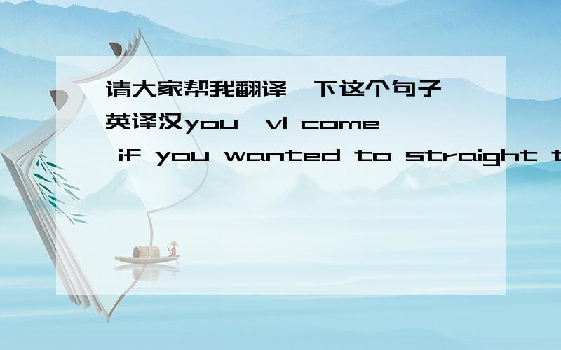 请大家帮我翻译一下这个句子,英译汉you'vl come if you wanted to straight to my home.请大家帮忙翻译一下,谢谢