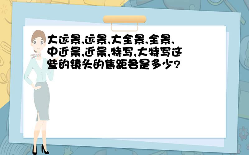 大远景,远景,大全景,全景,中近景,近景,特写,大特写这些的镜头的焦距各是多少?