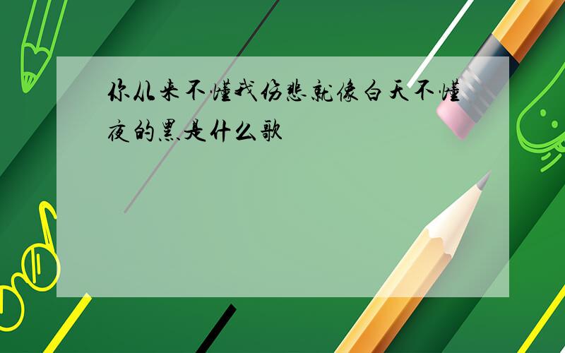 你从来不懂我伤悲就像白天不懂夜的黑是什么歌