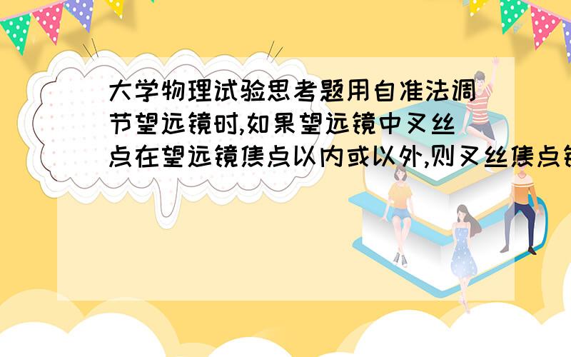 大学物理试验思考题用自准法调节望远镜时,如果望远镜中叉丝点在望远镜焦点以内或以外,则叉丝焦点镜平面镜反射回到望远镜的像将成在何处