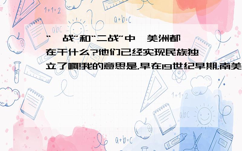 “一战”和“二战”中,美洲都在干什么?他们已经实现民族独立了啊!我的意思是，早在19世纪早期，南美就在玻利瓦尔，圣马丁，苏克雷等带领下多数实现了民族独立。那么在1914年的一战中