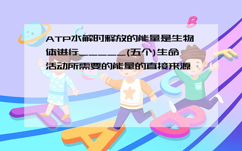 ATP水解时释放的能量是生物体进行_____(五个)生命活动所需要的能量的直接来源