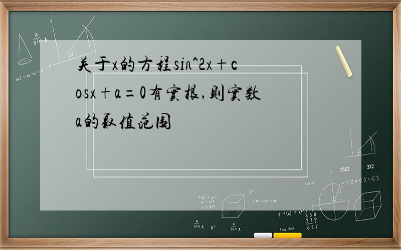 关于x的方程sin^2x+cosx+a=0有实根,则实数a的取值范围