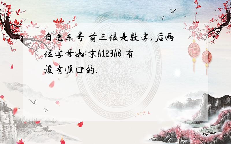 自选车号 前三位是数字,后两位字母如:京A123AB 有没有顺口的.