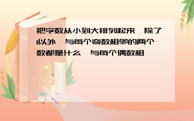 把字数从小到大排列起来,除了1以外,与每个奇数相邻的两个数都是什么,与每个偶数相