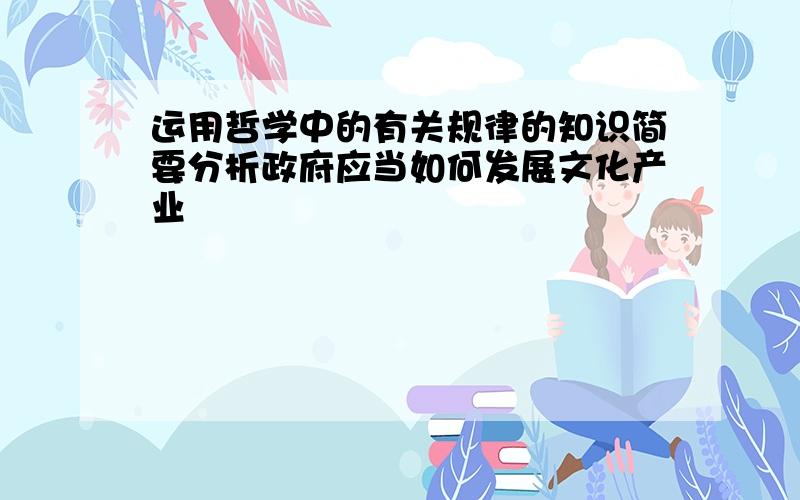 运用哲学中的有关规律的知识简要分析政府应当如何发展文化产业