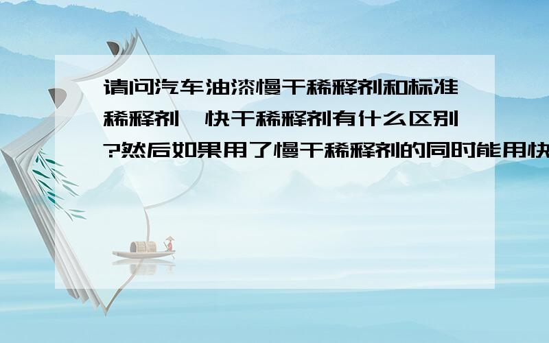 请问汽车油漆慢干稀释剂和标准稀释剂,快干稀释剂有什么区别?然后如果用了慢干稀释剂的同时能用快干固化剂吗?