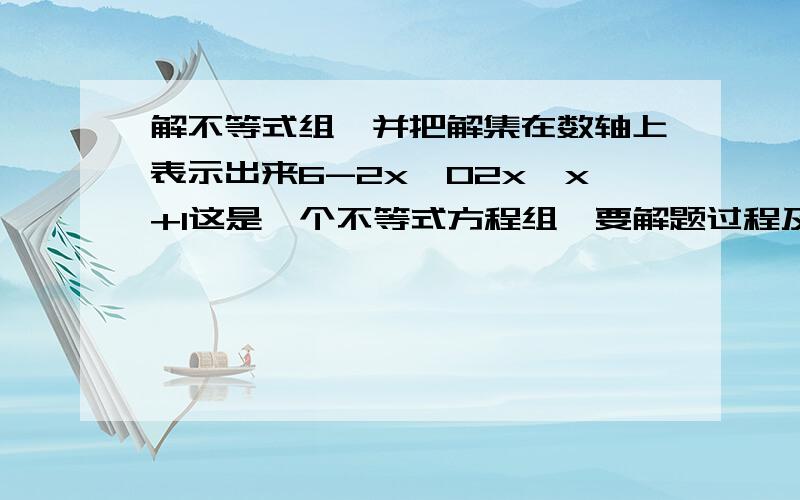 解不等式组,并把解集在数轴上表示出来6-2x>02x>x+1这是一个不等式方程组,要解题过程及数轴图象数轴怎么画，要数轴，我可以追加分