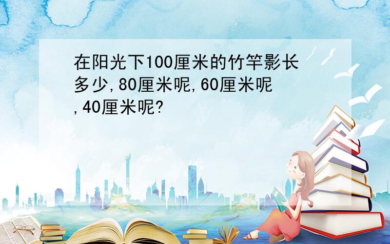 在阳光下100厘米的竹竿影长多少,80厘米呢,60厘米呢,40厘米呢?