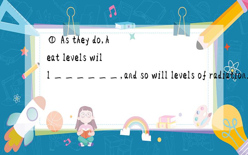 ① As they do,heat levels will ______,and so will levels of radiation.(drop)② Look out Crocodiles float ______,behind us (lazy)③ It will be extremely ______ if this does not happen.(disappointed)④ This book tells how to control your ______.(te